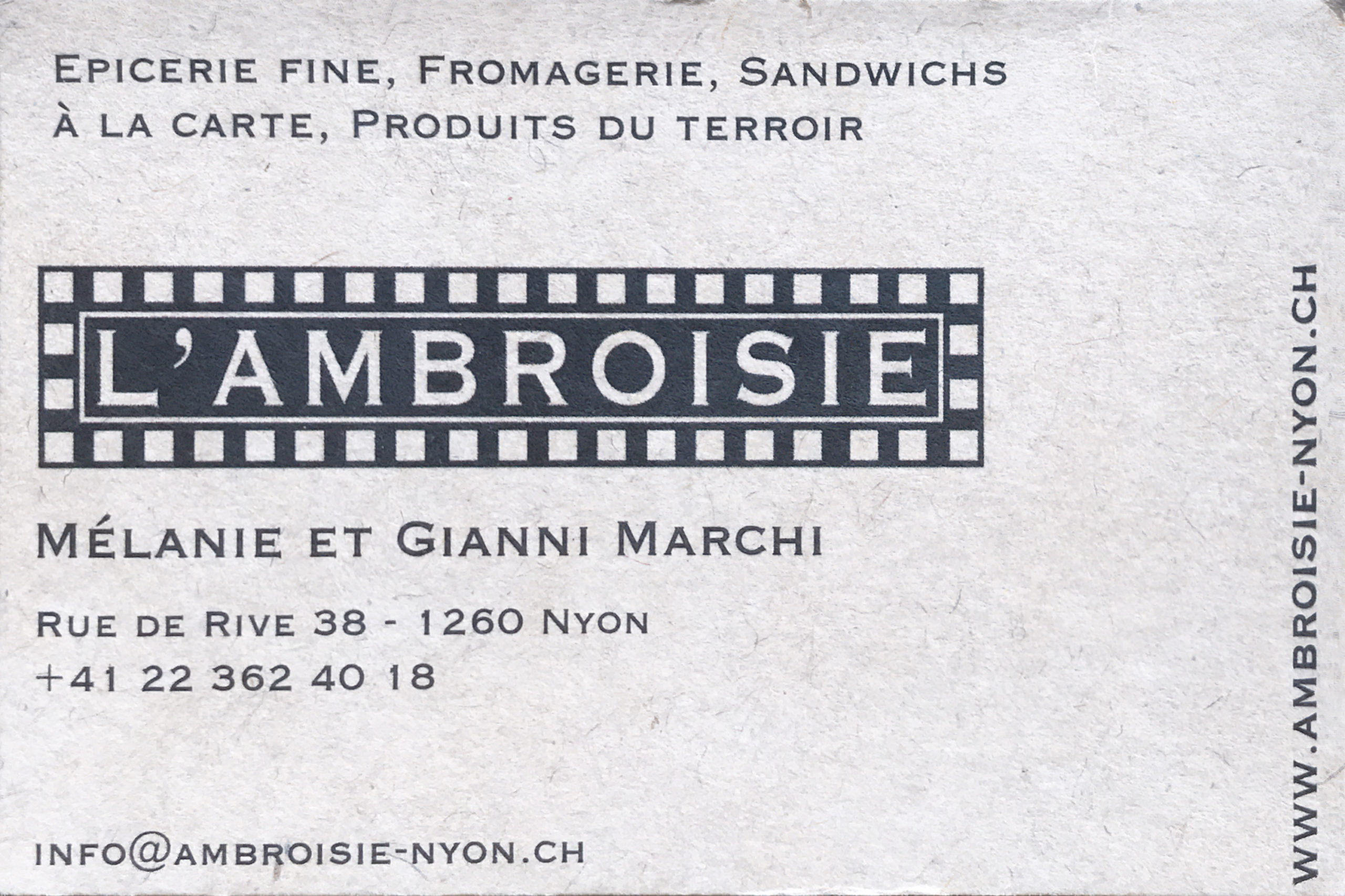 Carte de visite L'Ambroisie, Quartier de Rive Carte de visite L'Ambroisie, Quartier de Rive
